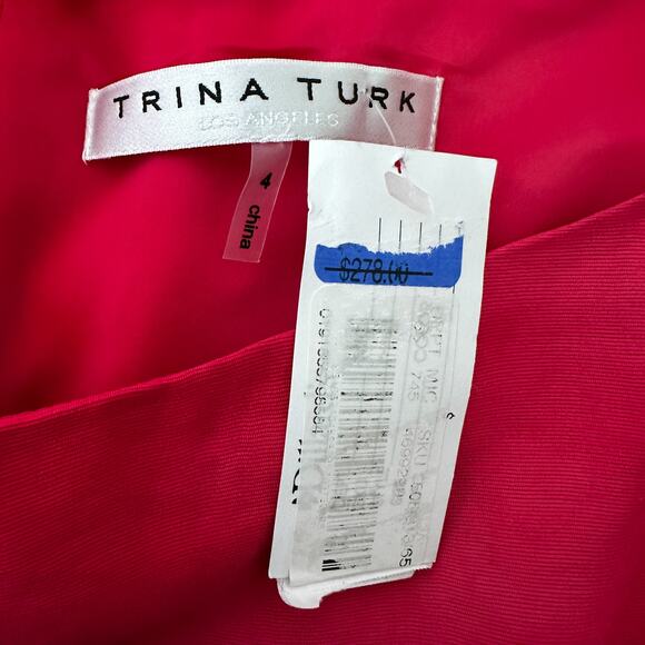 Trina Turk Hiya Bishop Long Sleeve Mini Shift Dress Dragon Fruit Pink Sz 4 NWT - Picture 10 of 12